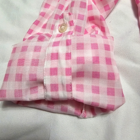 EXPRESS The City Shirt Gingham Pink/White. SIZE S/P - Picture 3 of 7